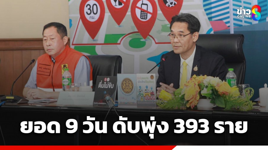 10 วันอันตรายปีใหม่ 2568 วันที่ 9 ยอดเสียชีวิตพุ่ง 393 กทม.สูงสุด